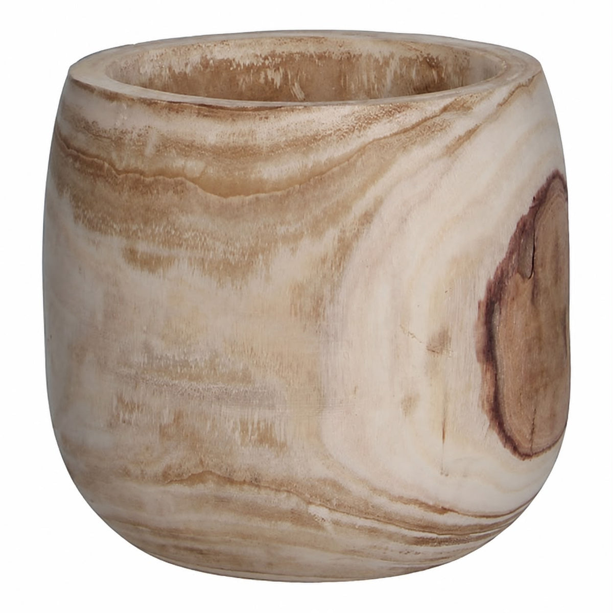 Macetero de madera de paulownia BOSSVI de 24 cm de alto y 24 cm de diámetro
