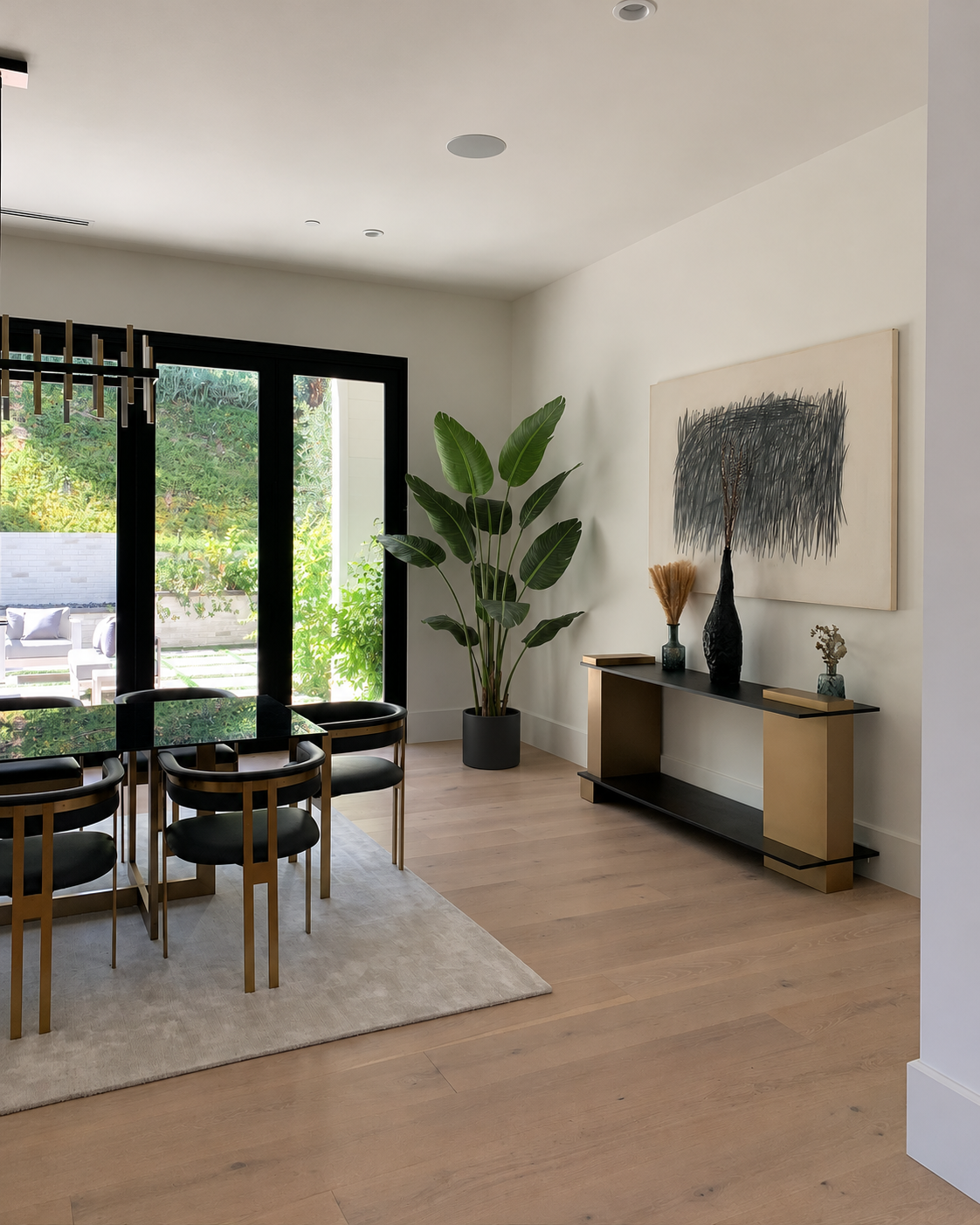 Traveller Palm artificial de 152 cm ambientada en un interior · BOSSVI