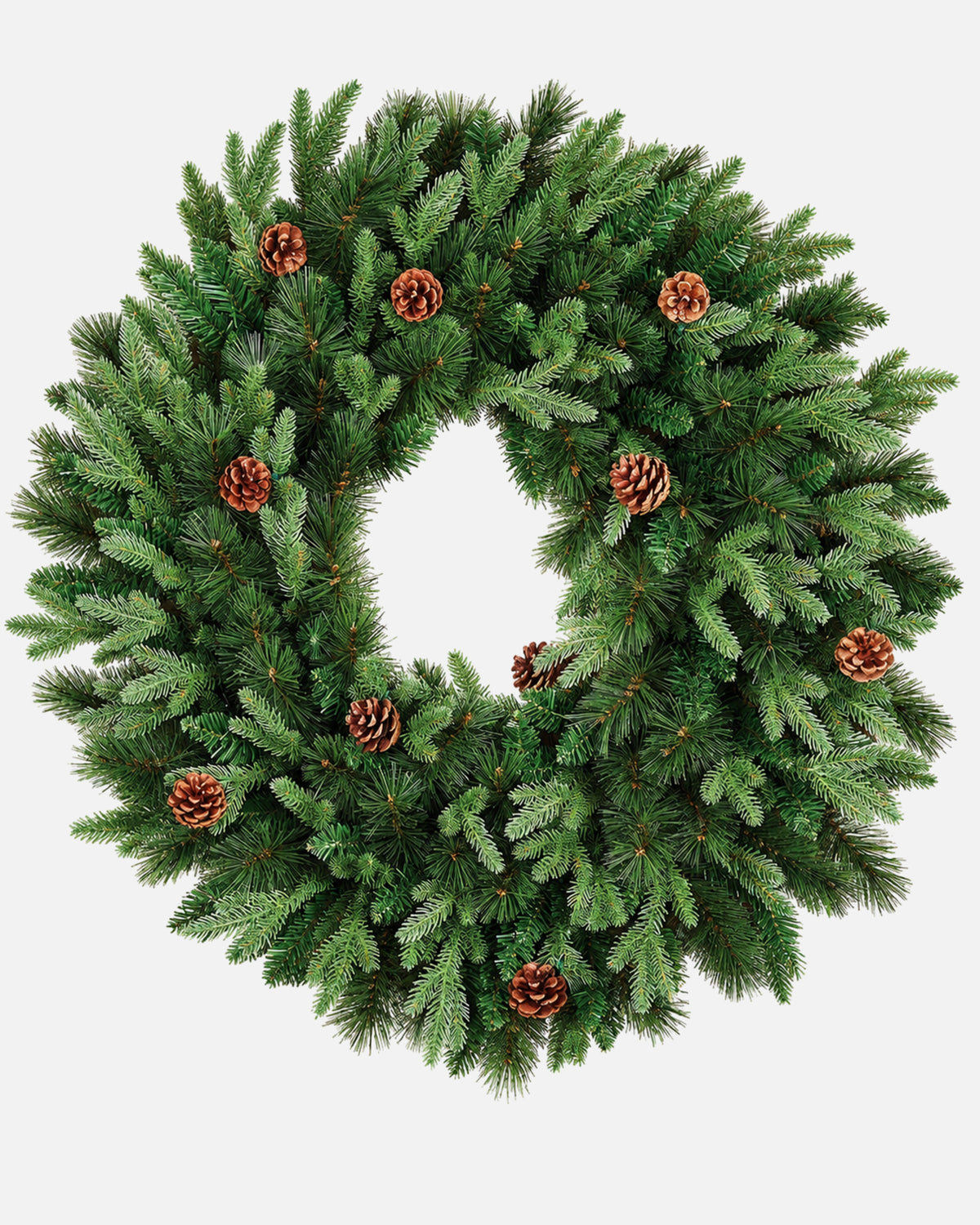 Corona de Navidad artificial balsámica con piñas de Ø80 cm · BOSSVI