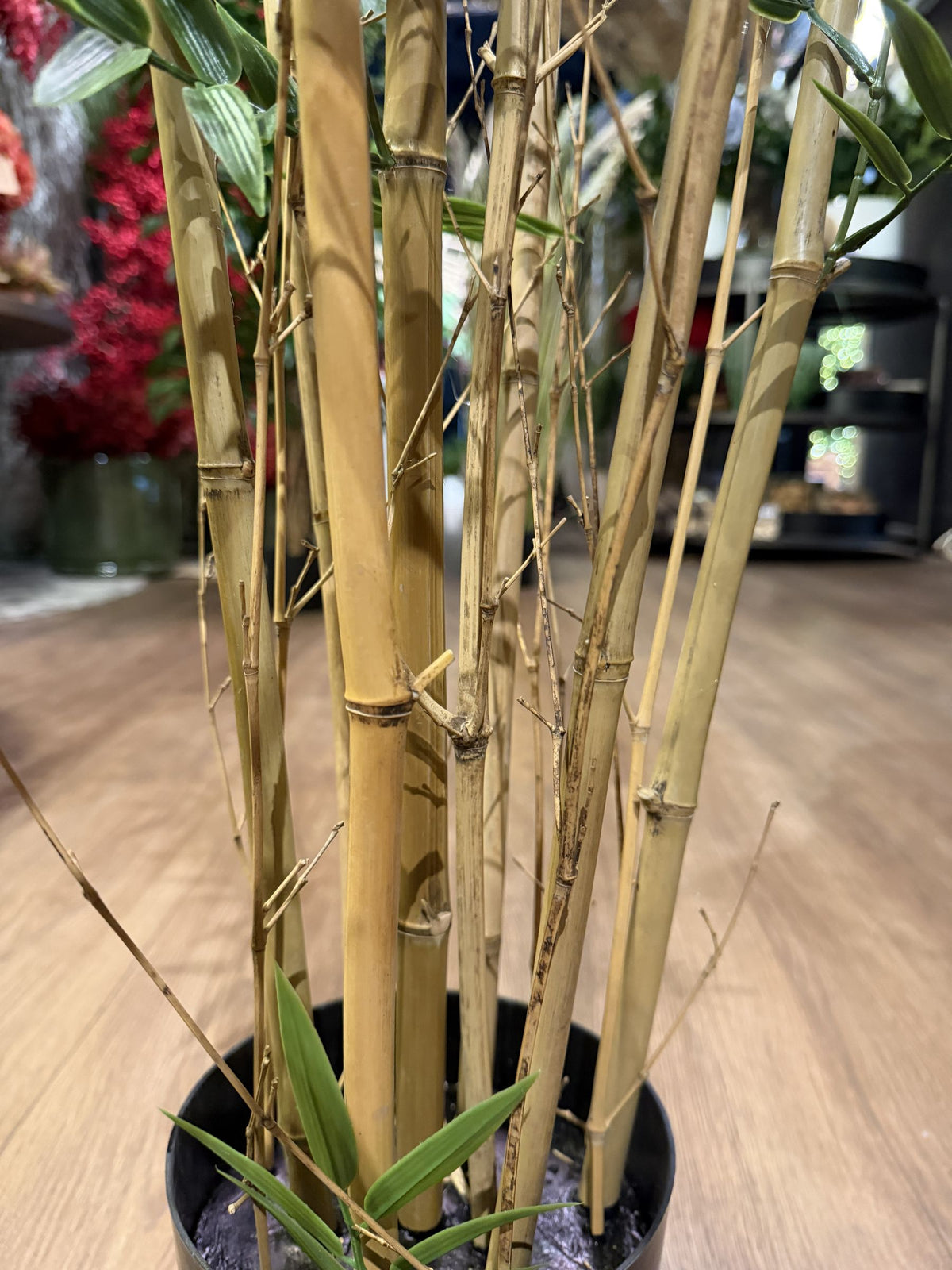 Maceta de bambú artificial de 180 cm, cañas dentro de la maceta · BOSSVI